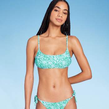Women's Bralette Bikini Top - Wild Fable™ Green Floral Print