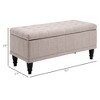 Storage Ottoman, Linen Fabric Button Tufted Storage Bench with Soft Close Lid for Living Room, Entryway or Bedroom - 3 of 4