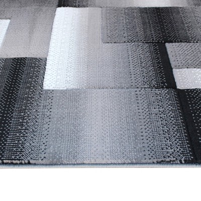 Gray and Black Geometric 5' x 7' Synthetic Area Rug