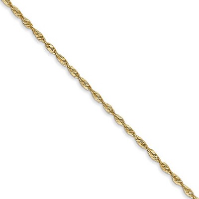 Black Bow Jewelry 1.5mm, 14k Yellow Gold Light Diamond Cut Rope Chain Necklace