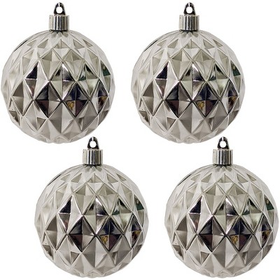 Christmas by Krebs 4ct Sonic Silver Shatterproof Diamond Christmas Ball Ornaments 4" (100mm)