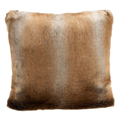 Hastings Home 18" Faux Mink Fur Pillow - Brown