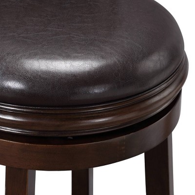 Augusta 42.75" Brown Swivel Bar Stool with Faux Leather Seat