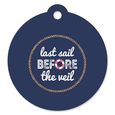 Big Dot of Happiness Last Sail Before the Veil - Nautical Bridal Shower and Bachelorette Party Favor Gift Tags (Set of 20)