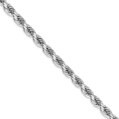 Black Bow Jewelry 4.5mm, 14k White Gold, Diamond Cut Solid Rope Chain Necklace