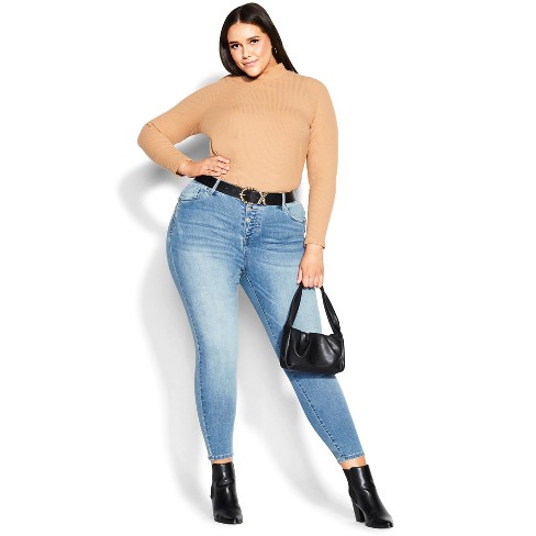 AVENUE | Women's Plus Size Serendipity Zip Jean - indigo - 14W