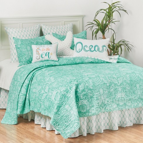 C F Home Turquoise Bay Mini Quilt Set, Turquoise Twin Bedding