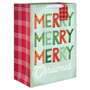 20" Jumbo Christmas Gift Bag 'MERRY MERRY MERRY' - 1 of 4