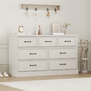 7 Drawers Dresser for Bedroom, Modern Chest of Drawers with Metal Handle, Wood Dresser TV Stand - 1 of 4
