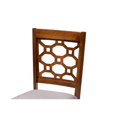 Peter Walnut Brown and Gray Wood Cane Side Chair Set