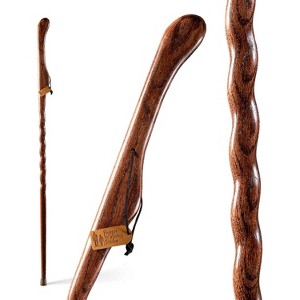 Brazos Handcrafted Wood Walking Stick, Twisted Oak, Hitchhiker Style Handle, for Men & Women, Made in The USA - 1 of 4