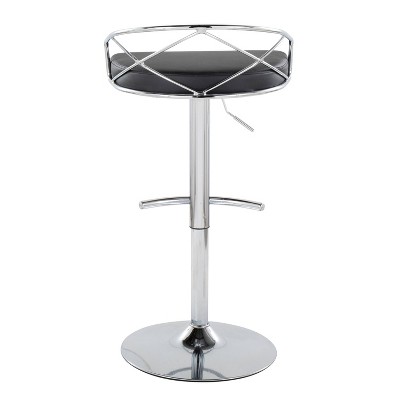 Set of 2 Black Adjustable Swivel Metal Barstools