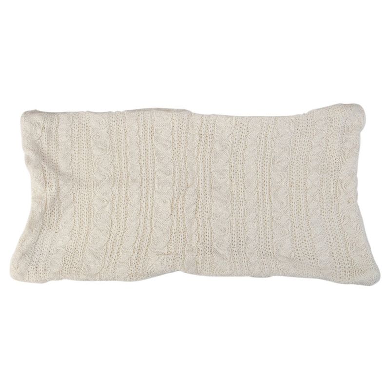 Northlight 22" White Knitted Pillow Sweater Style Rectangular Pillow Cover, 1 of 3