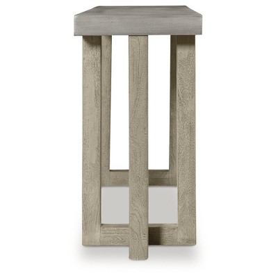 Gray Mango Wood Console Table with Faux Concrete Top