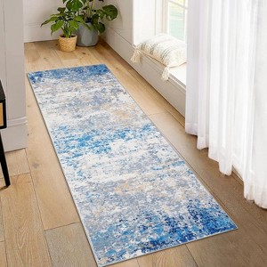 2'x6' Machine Washable Runner Rug, Non-Slip Low Pile Carpet for Hallway, Bedroom, Living Room, Kitchen, Dining Room, Grey - 1 of 4