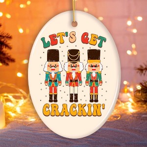 Groovy Let’s Get Crackin’ Retro Christmas Ornament with Nutcracker Art| OrnamentallyYou - 1 of 4