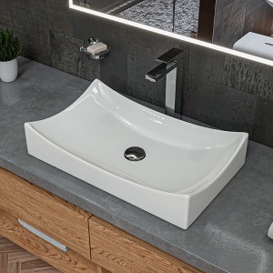 ALFI ABC904 White 26Inch Fancy Rectangular Above Mount Ceramic Sink - 1 of 4
