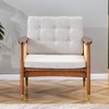 Minimalist Wood Accent Chair - Walnut Finish Rattan-Look Sofa with High-Rebound Cushion, Non-Slip Feet, 10-Min Assembly - 4 of 4