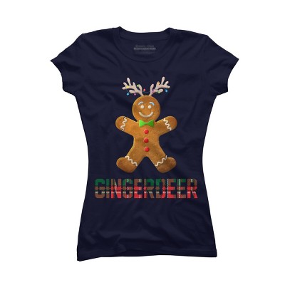 Junior's Design By Humans Gingerbread Reindeer Matching Family Group Christmas Pajama By Forever9 T-Shirt