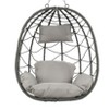 Maggift Patio Accent Chairs, Hanging Basket Egg Chair with Stand, Indoor and Outdoor Swing Chair with Soft Cushion, Gray, 45.28"*25.59"*8.66" - 3 of 4