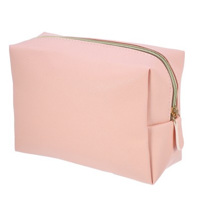 Unique Bargains Pu Leather Waterproof Makeup Bag Cosmetic Case Makeup Bag  For Women L Size Pink 1 Pcs : Target