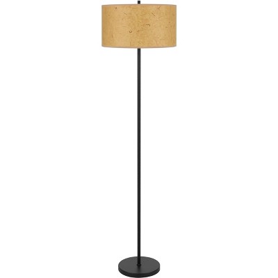 Cal Lighting 100 Watt Octavia Black Metal Pole Lamp with Kraft Shade