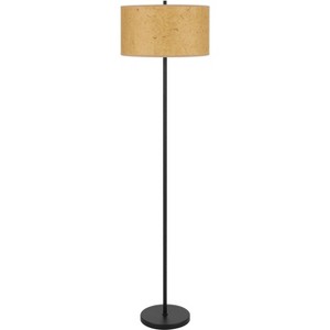 Cal Lighting 100 Watt Octavia Black Metal Pole Lamp with Kraft Shade - 1 of 4