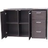 Kings Brand Furniture - Sideboard Buffet Storage Cabinet for Kitchen Dining Room Entryway, Oak Chocolate - 4 of 4