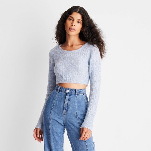 Women s Cropped Scoop Neck Sweater Future Collective With Reese