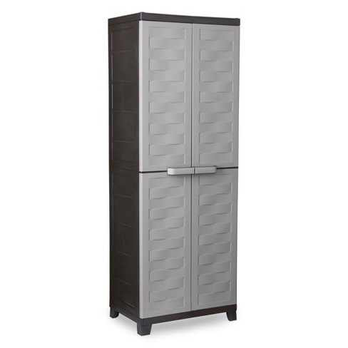 Sterilite Adjustable 4-Shelf Storage Cabinet with Doors, Gray | 01423V01