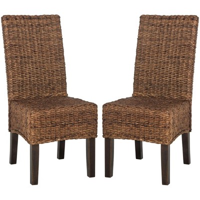 Avita Brown Wicker and Pine Dining Chair Set