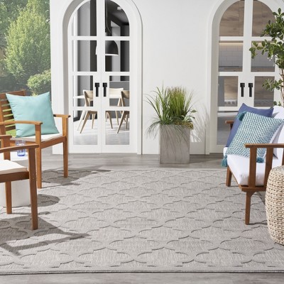 Silver Grey Trellis Flat Woven 8' x 10' Synthetic Rug