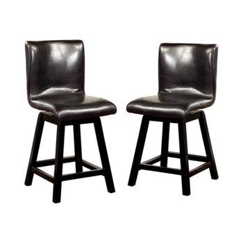 Set of 2 Bronswood Curved Body Swivel Counter Height Barstools Black - HOMES: Inside + Out