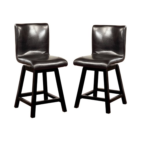 Set of 2 Bronswood Curved Body Swivel Counter Height Barstools Black - HOMES: Inside + Out - image 1 of 3