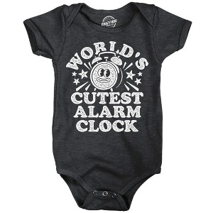 Worlds Cutest Alarm Clock Baby Bodysuit Funny Sarcastic Graphic Novelty Jumper For Infants - Crazy Dog Baby Bodysuit - 1 of 4