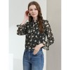 Allegra K Women's Ruffle Collar 3/4 Sleeve Tie Neck Chiffon Floral Blouse - 2 of 4