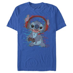 Men's Lilo & Stitch Red and Blue Gamer T-Shirt - 1 of 4