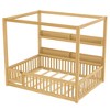 Zeus & Ruta Solid Wood Floor Bed with Canopy, Guardrails & Shelves for Kids - No Box Spring Needed - 2 of 4