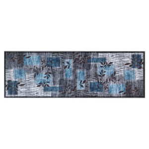 Washable Runner Rug, Modern Floral Geometric Grey Hallway Carpet, Soft Low-Pile Runner for Kitchen, Bathroom, Bedroom, Laundry & Hallway Use - 1 of 4