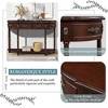 PAGED Retro Curved Wood Console Table with Roman Legs, 52" Circular Half Moon Entryway Sofa Table with Open Shelf and 2 Drawers - 3 of 4