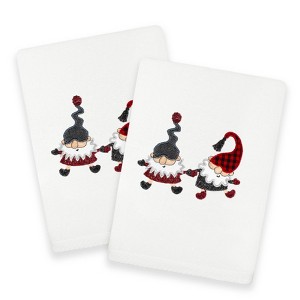 Linum Home Textiles Christmas GNOMES - Embroidered Luxury 100% Turkish Cotton Hand Towels (Set of 2) - 1 of 3