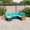 vidaXL 7-Piece Patio Sofa Set with Cushions Black Poly Rattan Modular Outdoor Furniture for Garden/Patio/Deck - 2 of 4