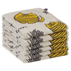 Unique Bargains Home Decor Kitty Pattern Absorbent Kitchen Towels  14" x 16" 6 Pcs - 1 of 4