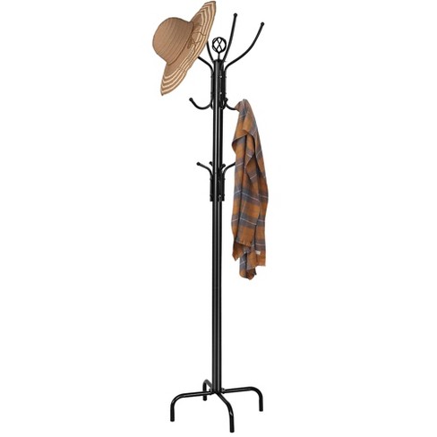 Costway Metal Coat Rack Hat Stand Tree Hanger Hall Umbrella Holder Hooks  Black