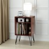 MAYEERTY Black Walnut Record Player Stand - With Metal Legs, Vinyl Cabinet for Living Room - 2 of 4