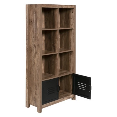 59.45" Norwood Range Bookshelf Wood And Black Metal Oak - OneSpace