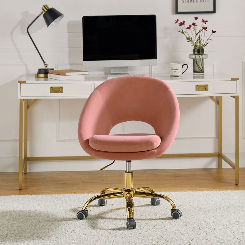 Hector Velvet  Ergonomic Swivel Office Desk Chair with Adjustable Height | Karat Home, 4 of 16