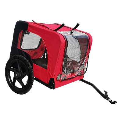DOMETOUR Pet Bike Trailer for Small/Medium Dogs, Easy Fold, Quick Release Wheels, Non-Slip Floor, Internal Leash Red