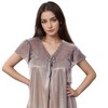 YafeMarte Women’s Silky Satin Feeling Cap Sleeves with Lace Detail and Bow Design Nightgown - 2 of 4