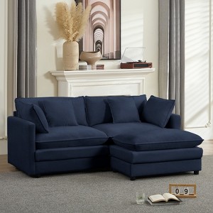 Mjkone 77'' L-Shaped Modular Deep Seat Sofa, Modern Chenille 3-Seat Cloud Sofa with Ottoman and Thickened Cushion - 1 of 4